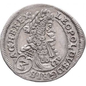Leopold I., 1657 - 1705, 3 Krejcar 1696 CH-CSH, Bratislava-Hunger, Nech.1659,
