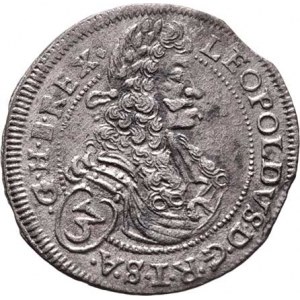 Leopold I., 1657 - 1705, 3 Krejcar 1697 CH-CSH, Bratislava-Hunger, Nech.1660,