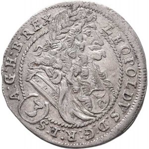 Leopold I., 1657 - 1705, 3 Krejcar 1699 CH-CSH, Bratislava-Hunger, Nech.1663,
