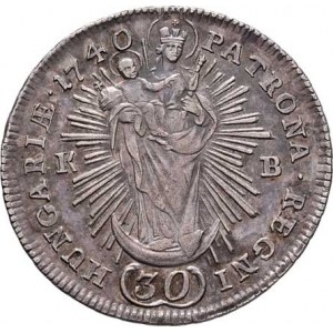 Karel III.(VI.), 1711 - 1740, 30 Krejcar 1740 KB, Kremnica, Hal.558, Husz.1625,