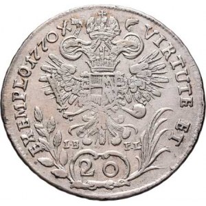 Josef II., (1765 -) 1780 - 1790, 20 Krejcar 1770 G/IB-FL, Velká Baňa, P.9, 6.563g,