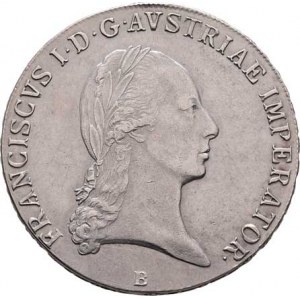 František II., 1792 - 1835, Tolar konvenční 1824 B, Kremnica, 27.998g, nep.just.,