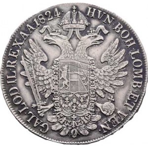František II., 1792 - 1835, Tolar konvenční 1824 B, Kremnica, 28.024g, mírně