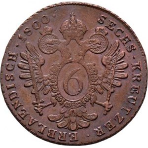 František II., 1792 - 1835, Cu 6 Krejcar 1800 B, Kremnica, 13.025g, nep.nedor.,