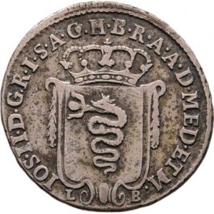 Josef II., 1780 - 1790, 5 Soldi 1784 LB, Milán, P.41, Cr.41, 1.500g, zřetelné