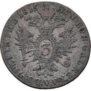 František II., 1792 - 1835, 3 Krejcar 1815 V, Benátky, P.23, 1.753g, nep.hr.,