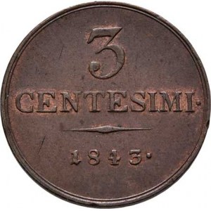 Ferdinand V., 1835 - 1848, 3 Centesimi 1843 V, Benátky, M-A.328, 5.201g, dr.vada