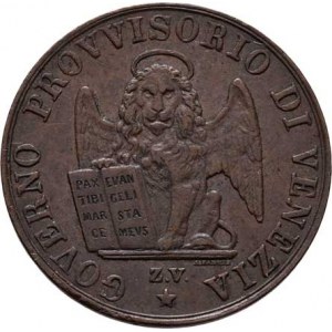 Revoluční vláda v Benátsku, 1848 - 1849, 5 Centesimi 1849 ZV, Cr.183, 5.051g, nep.hr., pěkná