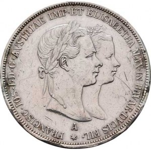 Konvenční měna, údobí let 1848 - 1857, Tolar 1854 A - svatební, 25.970g, nep.hr., dr.rysky,