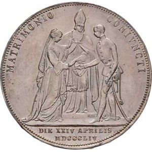 Konvenční měna, údobí let 1848 - 1857, Tolar 1854 A - svatební, 25.970g, nep.hr., dr.rysky,