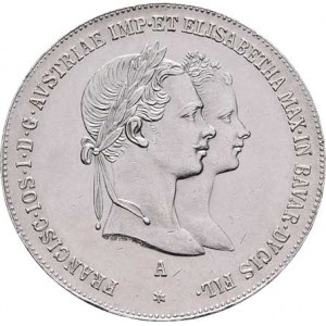 Konvenční měna, údobí let 1848 - 1857, 1/2 Tolar 1854 A, Vídeň - svatební, 12.986g, dr.hr.,