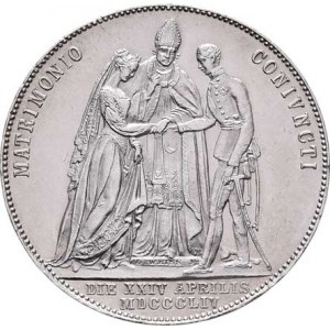 Konvenční měna, údobí let 1848 - 1857, 1/2 Tolar 1854 A, Vídeň - svatební, 12.986g, dr.hr.,