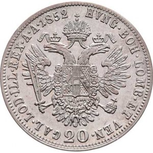 Konvenční měna, údobí let 1848 - 1857, 20 Krejcar 1852 A - hlava zprava, 4.259g, nep.hr.,