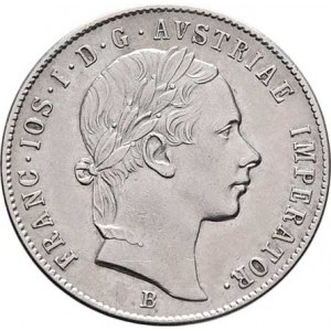 Konvenční měna, údobí let 1848 - 1857, 20 Krejcar 1855 B - hlava zprava, 4.314g, nep.just.,