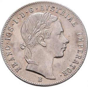 Konvenční měna, údobí let 1848 - 1857, 20 Krejcar 1855 B - hlava zprava, 4.323g, nep.hr.,