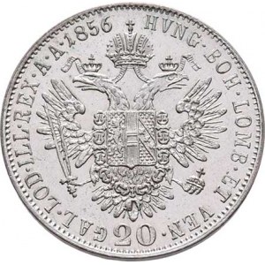 Konvenční měna, údobí let 1848 - 1857, 20 Krejcar 1856 B - hlava zprava, 4.341g, nep.rysky