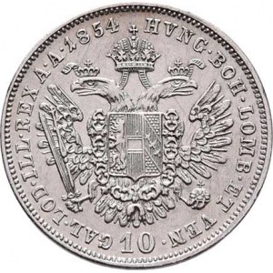 Konvenční měna, údobí let 1848 - 1857, 10 Krejcar 1854 A, 2.158g, dr.škr., vlas.rysky R!