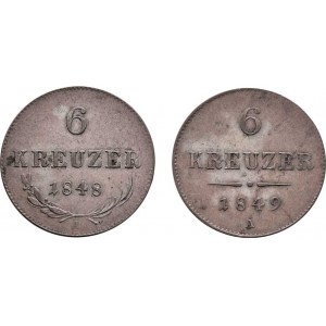 Konvenční měna, údobí let 1848 - 1857, 6 Krejcar 1848 A, 1849 A, 2.203g, 1.909g, nep.hr.,