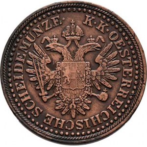 Konvenční měna, údobí let 1848 - 1857, 3 Krejcar 1851 A, 16.183g, dr.hr., dr.rysky