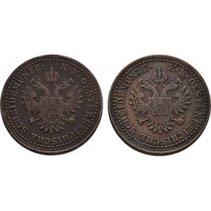 Konvenční měna, údobí let 1848 - 1857, 2 Krejcar 1851 B - malá a velká značka mincovny,
