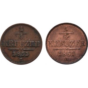 Konvenční měna, údobí let 1848 - 1857, 1/4 Krejcar 1851 A (1.351g, 0/0 dr.hr., pěkná pat.),