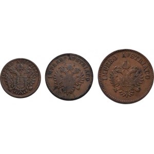 Konvenční měna, údobí let 1848 - 1857, 10,5,3 Centesimi 1852 V - menší typ, 10.756g, 5.526g,