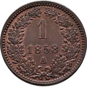 Rakouská a spolková měna, údobí let 1857 - 1892, Krejcar 1858 A, 3.289g, nep.hr., nep.rysky, pěkná