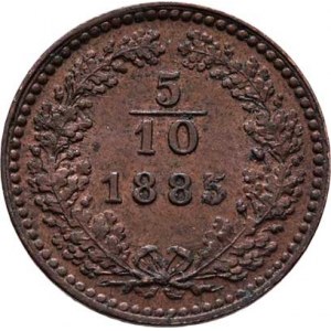 Rakouská a spolková měna, údobí let 1857 - 1892, 5/10 Krejcaru 1885, 1.747g, vady razidla v aversu,