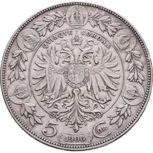 Korunová měna, údobí let 1892 - 1918, 5 Koruna 1900, 23.933g, nep.hr., nep.rysky, pěkná