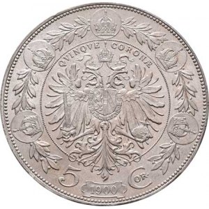 Korunová měna, údobí let 1892 - 1918, 5 Koruna 1900, 24.015g, nep.hr., dr.rysky, pěkná