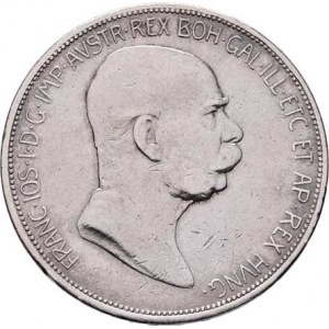 Korunová měna, údobí let 1892 - 1918, 5 Koruna 1908 - jubilejní, 23.972g, dr.hr., vl.škr.,