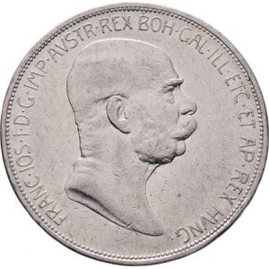 Korunová měna, údobí let 1892 - 1918, 5 Koruna 1908 - jubilejní, 23.878g, dr.hr., dr.rysky,