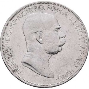 Korunová měna, údobí let 1892 - 1918, 5 Koruna 1908 - jubilejní, 23.973g, dr.hr., dr.rysky,