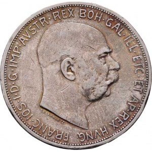 Korunová měna, údobí let 1892 - 1918, 5 Koruna 1909 - Schwartz, 23.906g, nep.hr., dr.škr.