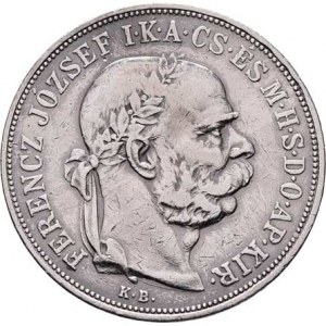 Korunová měna, údobí let 1892 - 1918, 5 Koruna 1900 KB, 23.845g, dr.hr., dr.rysky, dva