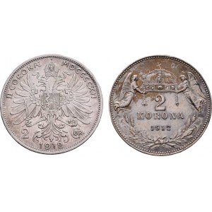 Korunová měna, údobí let 1892 - 1918, 2 Koruna 1912, 1912 KB, 9.997g, 9.894g, nep.hr.,