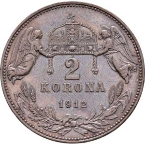 Korunová měna, údobí let 1892 - 1918, 2 Koruna 1912 KB, 9.954g, nep.hr., nep.rysky, krásná