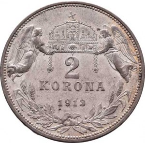 Korunová měna, údobí let 1892 - 1918, 2 Koruna 1913 KB, 10.168g, nep.hr., nep.rysky, krásná