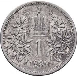 Korunová měna, údobí let 1892 - 1918, Koruna 1894 - patrně dobové falzum, pouze 3.977g,