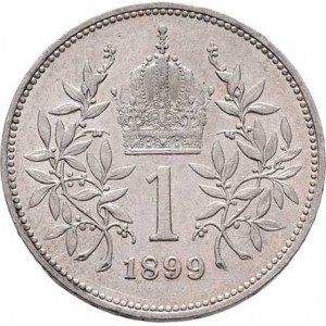 Korunová měna, údobí let 1892 - 1918, Koruna 1899, 4.970g, nep.hr., nep.skvrnky, patina