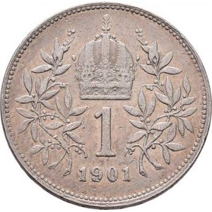 Korunová měna, údobí let 1892 - 1918, Koruna 1901, 4.950g, dr.hr., dr.rysky, pěkná patina