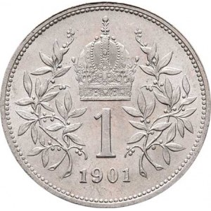 Korunová měna, údobí let 1892 - 1918, Koruna 1901, 5.026g, nep.hr., nep.rysky, patina