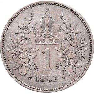 Korunová měna, údobí let 1892 - 1918, Koruna 1902, 4.952g, nep.hr., nep.rysky, patina