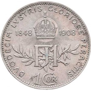 Korunová měna, údobí let 1892 - 1918, Koruna 1908 - jubilejní, 4.950g, nep.hr., nep.rysky,