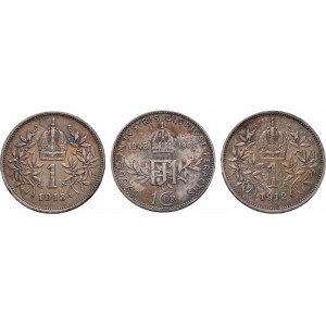 Korunová měna, údobí let 1892 - 1918, Koruna 1908 - jubilejní (-1/1), 1912, 1913, 4.948g,