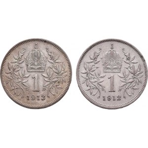Korunová měna, údobí let 1892 - 1918, Koruna 1912, 1913, 4.996g, 5.010g, nep.hr.,