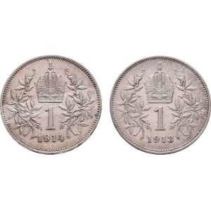 Korunová měna, údobí let 1892 - 1918, Koruna 1913, 1914, 4.932g, 4.982g, nep.hr.,