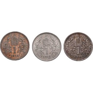 Korunová měna, údobí let 1892 - 1918, Koruna 1914, 1915, 1916, 5.009g, 5.006g, 5.014g,