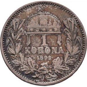 Korunová měna, údobí let 1892 - 1918, Koruna 1892 KB, 4.910g, nep.hr., nep.rysky,