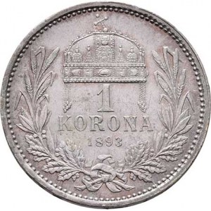Korunová měna, údobí let 1892 - 1918, Koruna 1893 KB, 5.010g, nep.hr., nep.rysky, pěkná